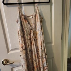 Floral Bohemian Maxi Dress - Cream and Pink